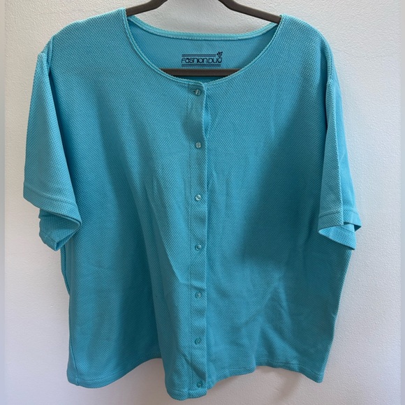Fashion Bug Blue Button Front Top 18/20W - Picture 1 of 4